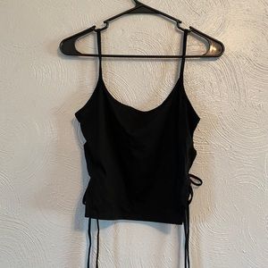 Black Crop Tank Top Open Sides with Ties